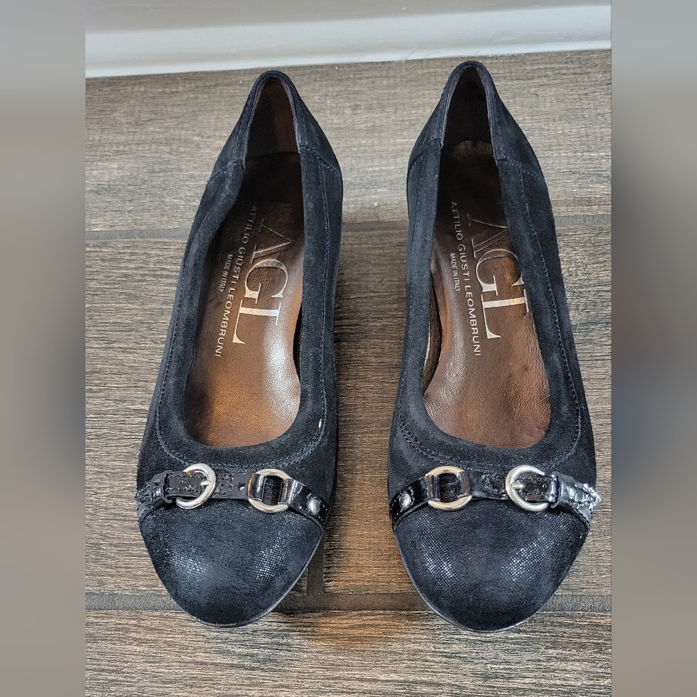 AGL Attilio Giusti Leombruni Black Suede Wedge Shoes Size 36(size 6)